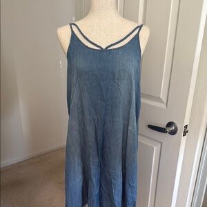 Blue Denim Sleeveless midi Dress